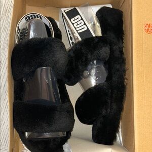 UGG Black Slippers Cozy Comfort